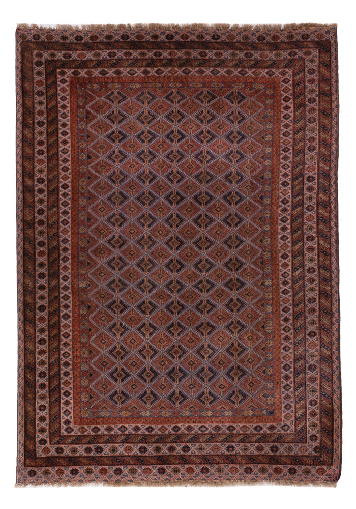 Kelim Afghan Teppich 156x207cm - dunkelrot
