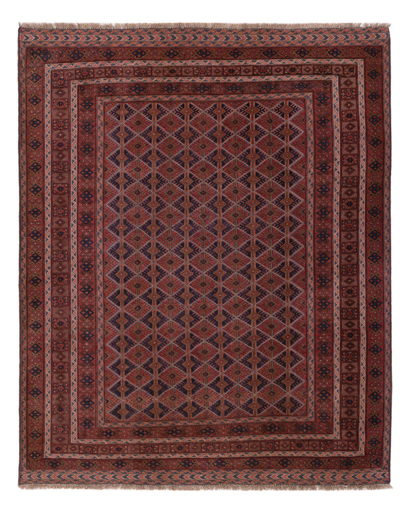 Kelim Afghan Teppich 162x198cm - dunkelrot