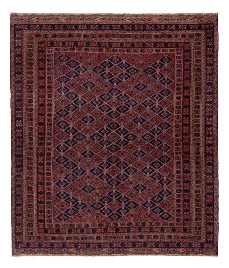 Kelim Afghan Teppich 157x183cm - dunkelrot