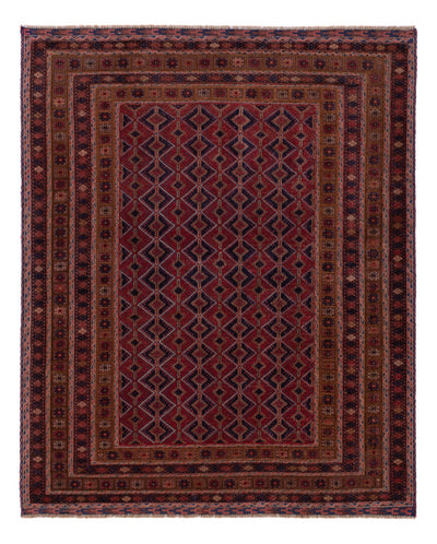 Kelim Afghan Teppich 153x190cm - dunkelrot