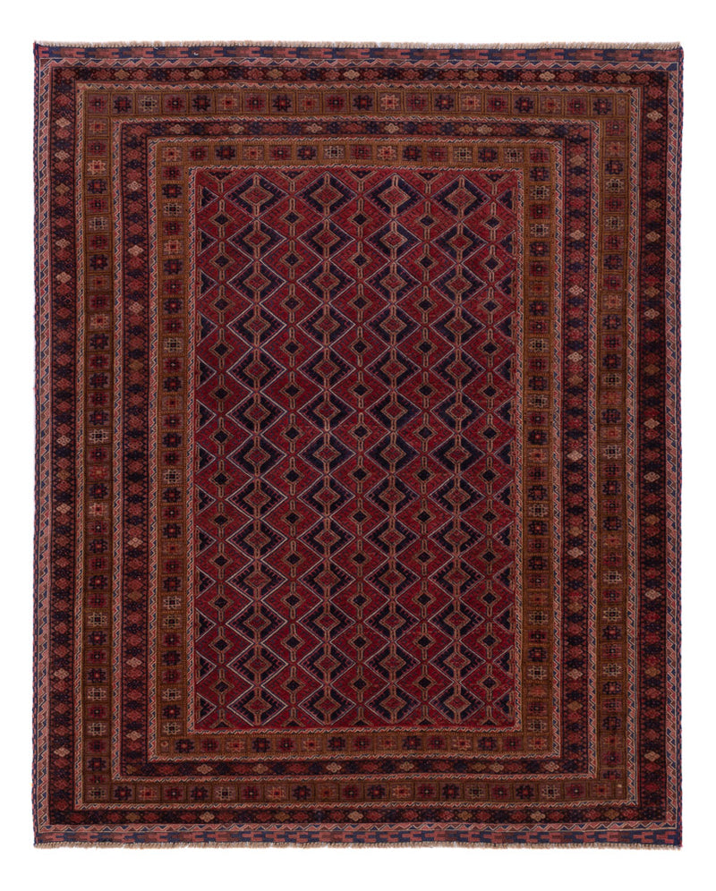 Kelim Afghan Teppich 153x190cm - dunkelrot