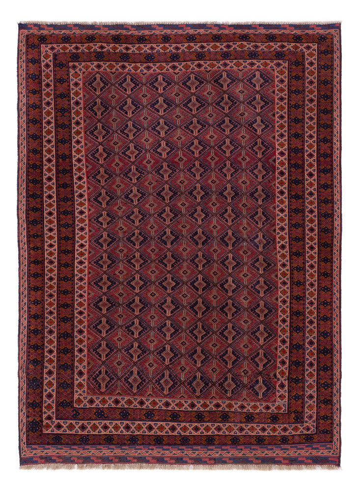Kelim Afghan Teppich 140x190cm - dunkelrot