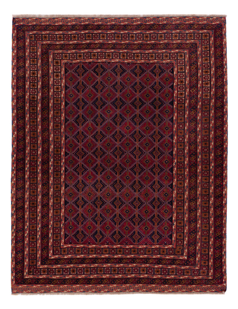 Kelim Afghan Teppich 158x197cm - dunkelrot