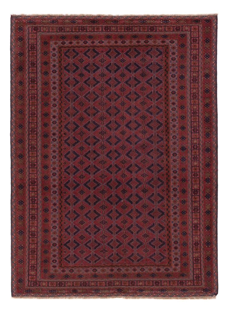Kelim Afghan Teppich 146x200cm - dunkelrot
