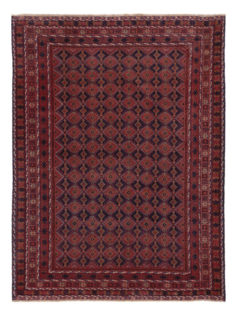 Kelim Afghan Teppich 152x203cm - dunkelrot