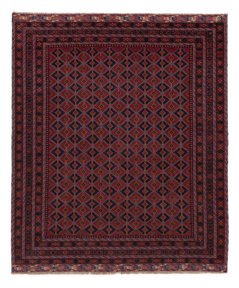 Kelim Afghan Teppich 158x193cm - dunkelrot