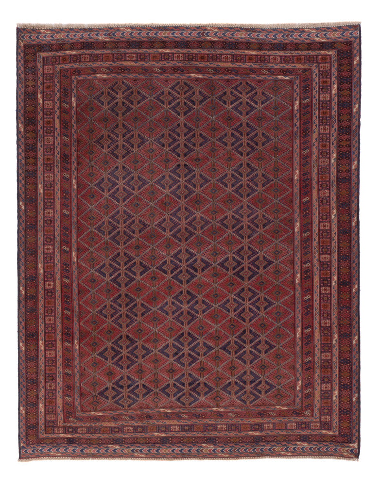 Kelim Afghan Teppich 154x193cm - dunkelrot