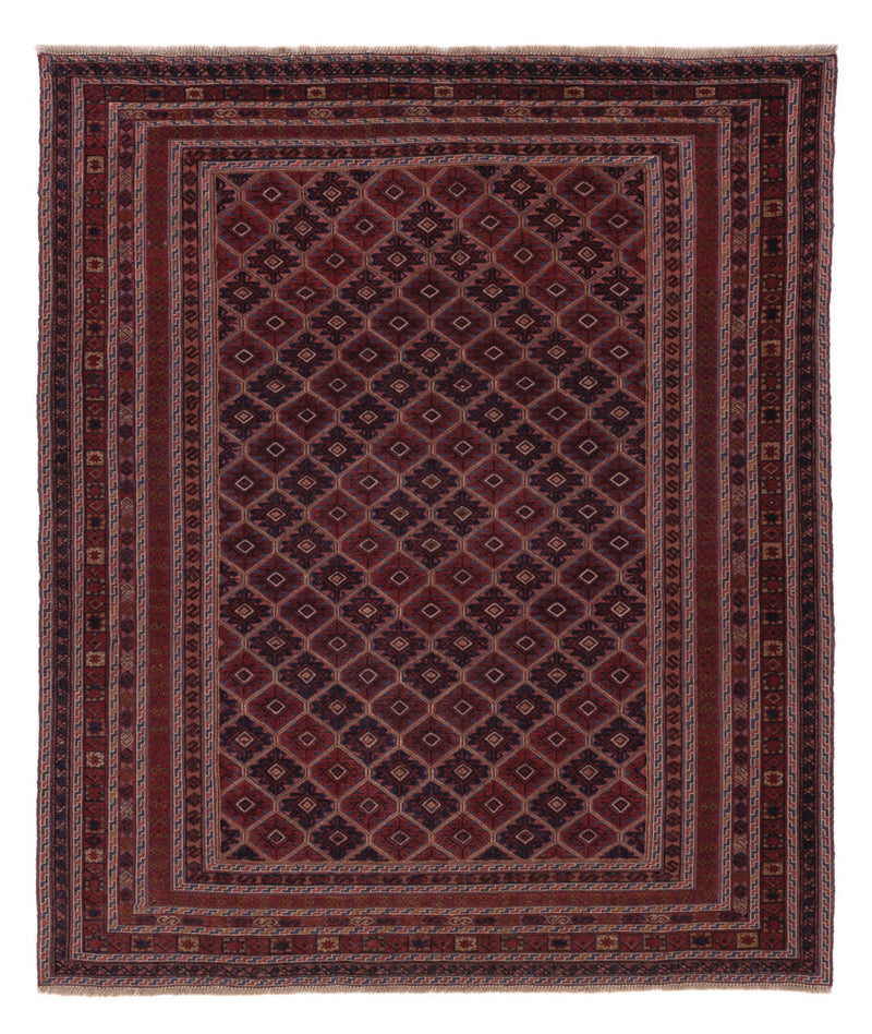 Kelim Afghan Teppich 161x187cm - dunkelrot