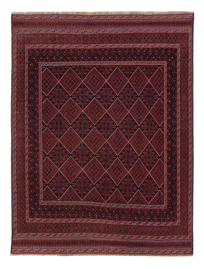 Kelim Afghan Teppich 143x186cm - dunkelrot