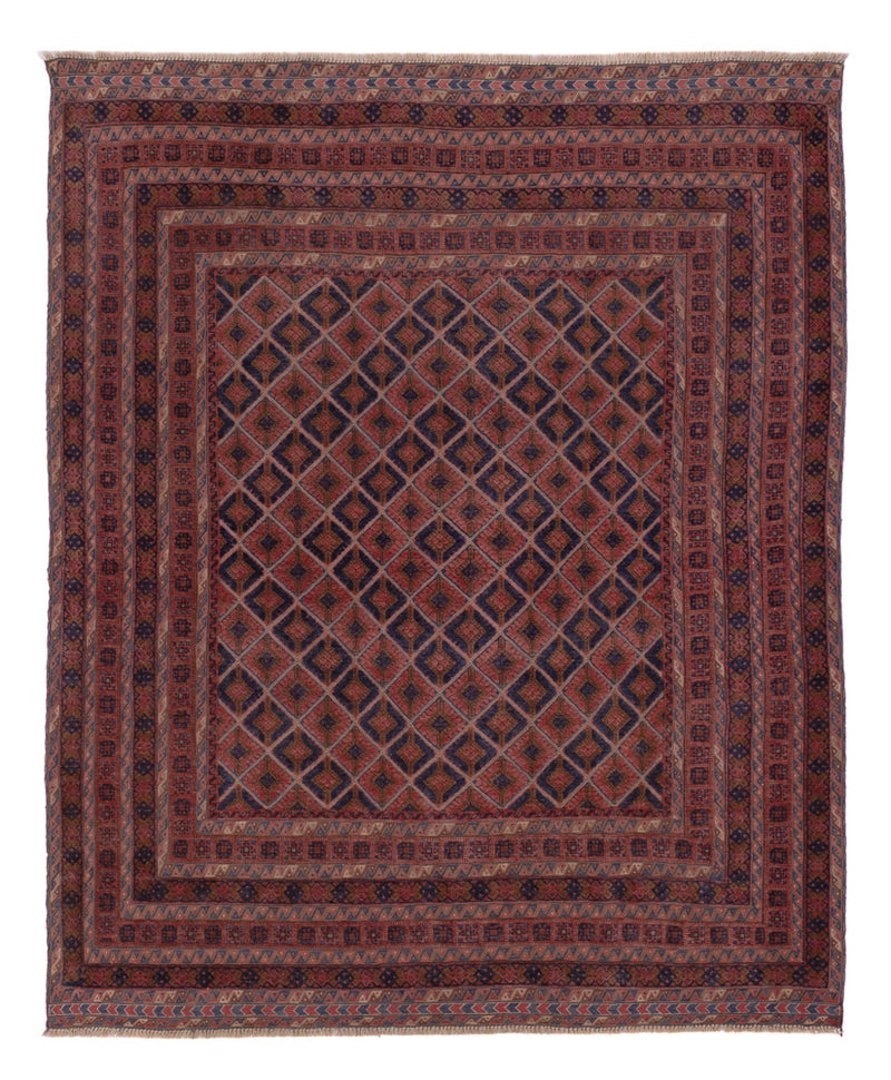 Kelim Afghan Teppich 159x193cm - dunkelrot