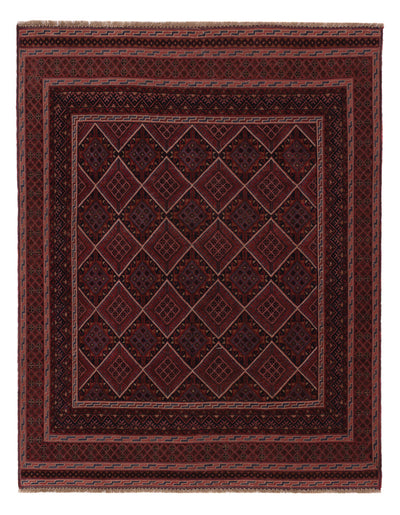 Kelim Afghan Teppich 141x183cm - dunkelrot