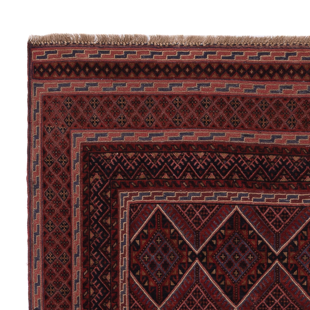 Kelim Afghan Teppich 141x183cm - dunkelrot