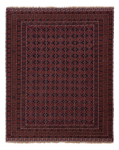 Kelim Afghan Teppich 155x193cm - dunkelrot