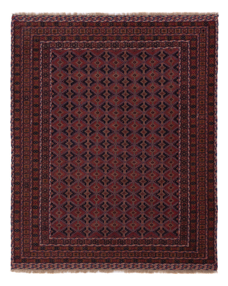 Kelim Afghan Teppich 155x193cm - dunkelrot