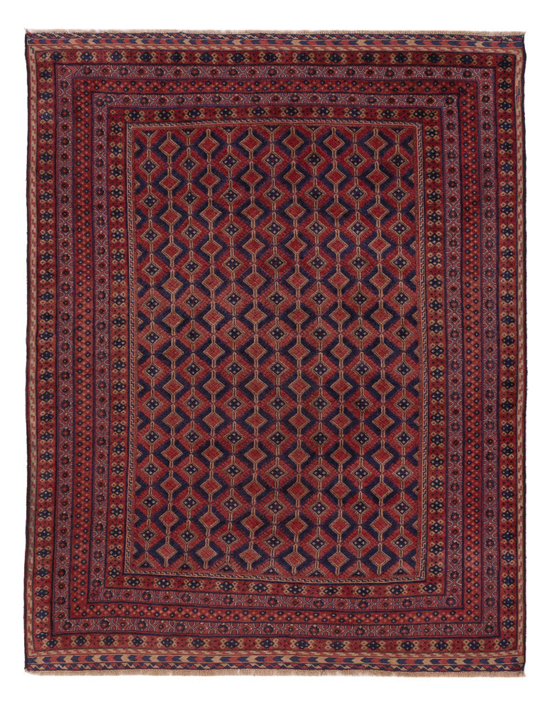 Kelim Afghan Teppich 146x191cm - dunkelrot