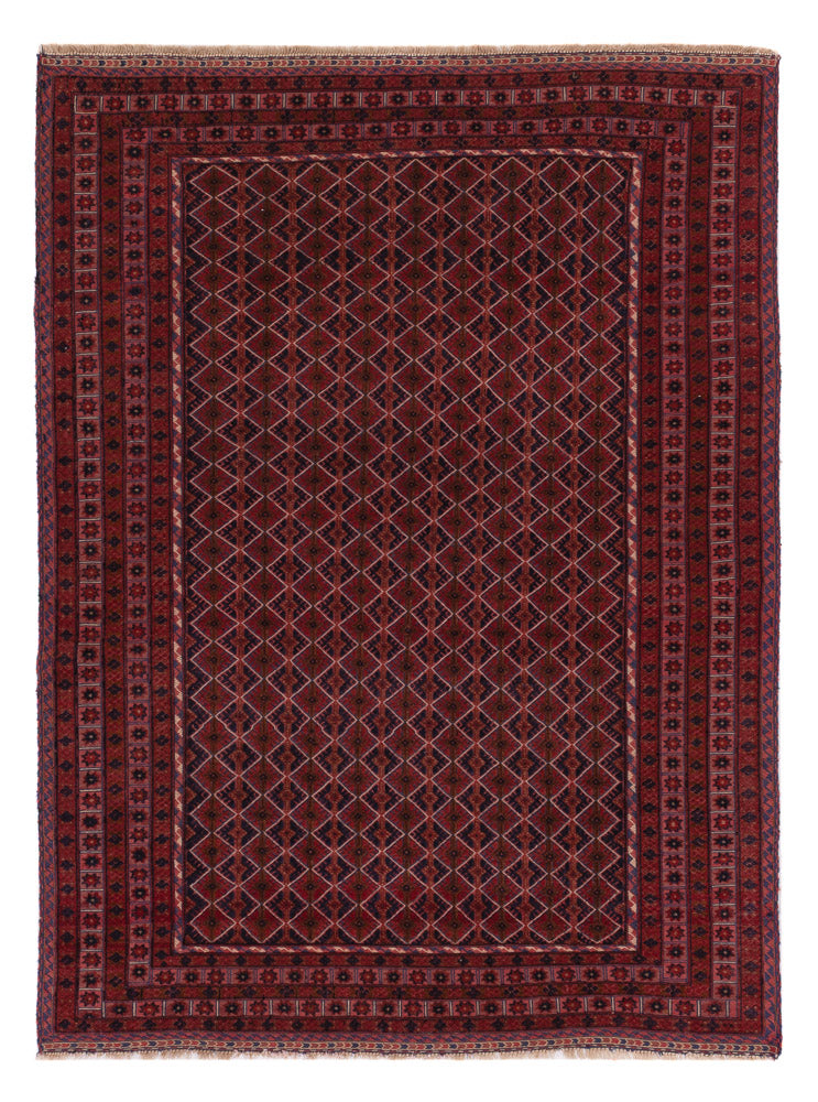 Kelim Afghan Teppich 141x181cm - dunkelrot