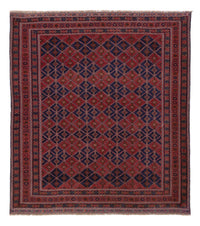 Kelim Afghan Teppich 160x178cm - dunkelrot – product image