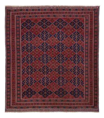 Kelim Afghan Teppich 160x178cm - dunkelrot