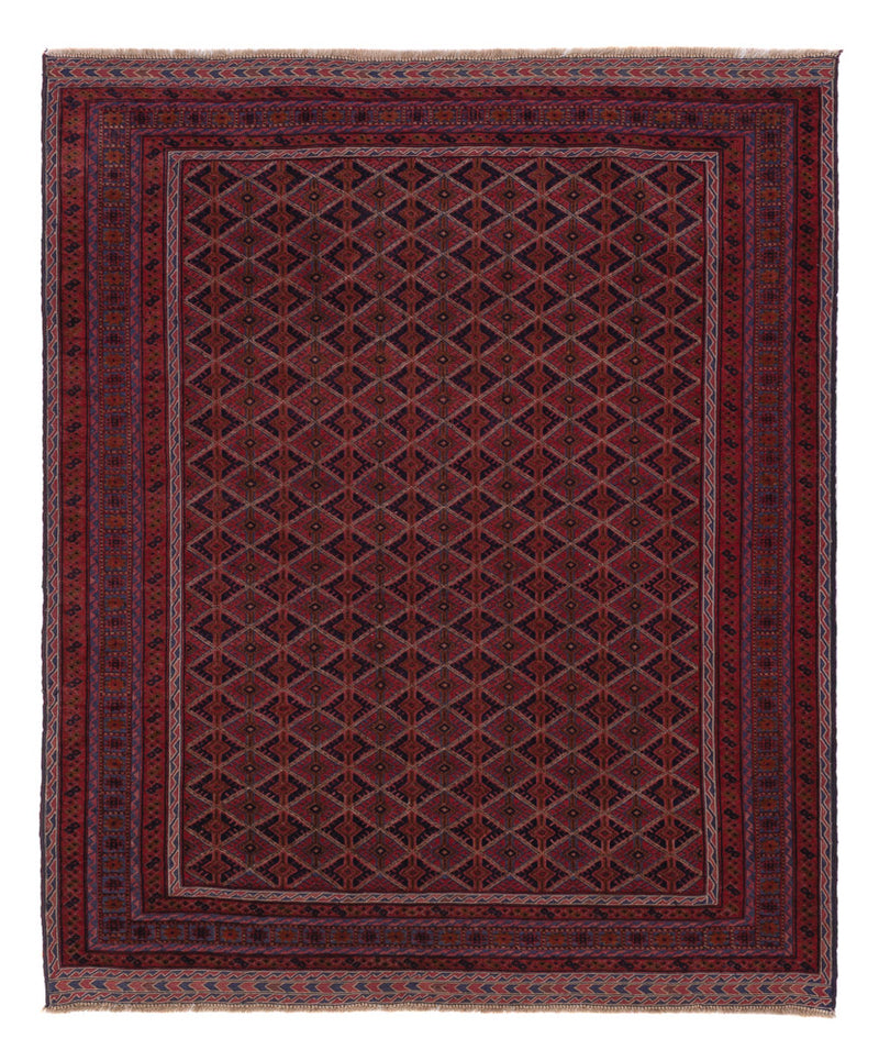 Kelim Afghan Teppich 151x179cm - dunkelrot