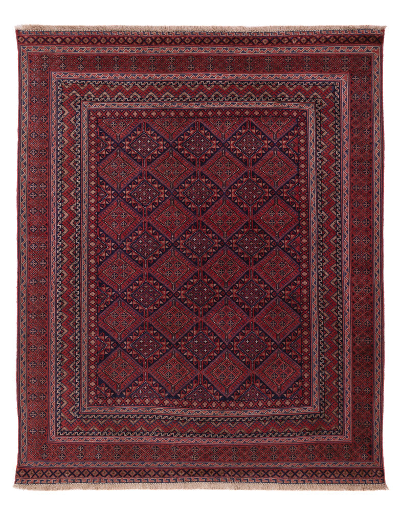 Kelim Afghan Teppich 148x192cm - dunkelrot