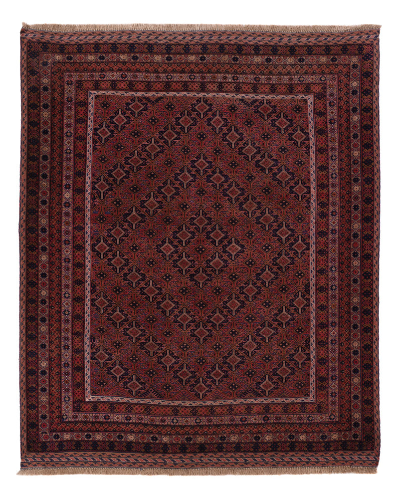 Kelim Afghan Teppich 161x197cm - dunkelrot