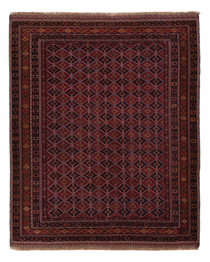 Kelim Afghan Teppich 159x196cm - dunkelrot
