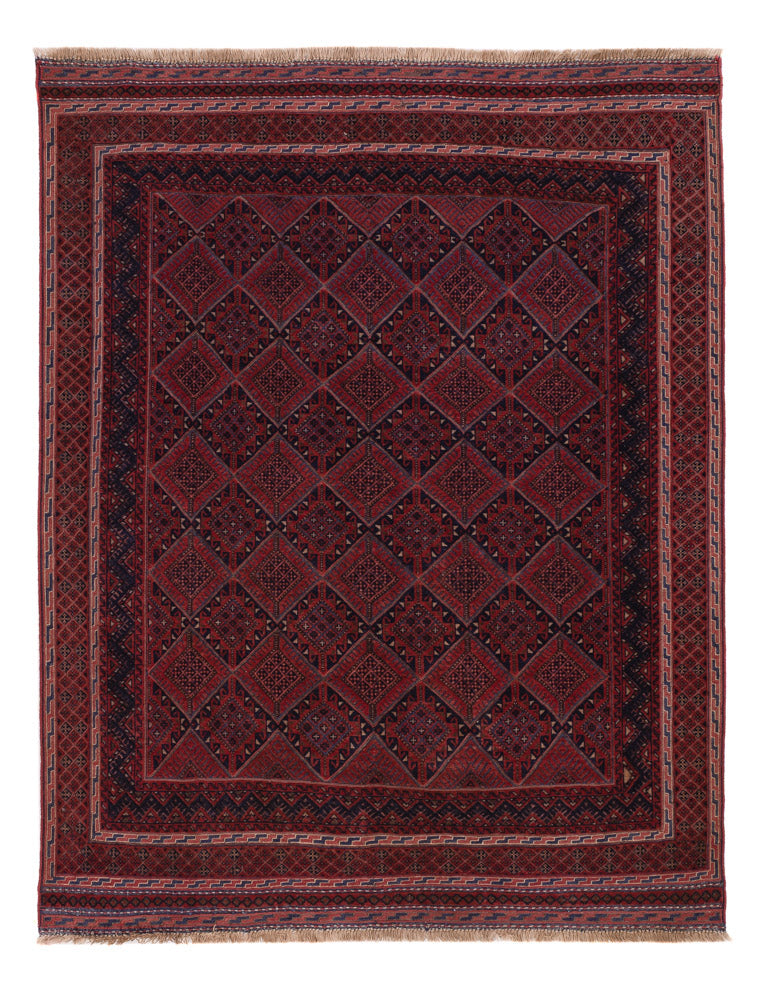 Kelim Afghan Teppich 137x182cm - dunkelrot