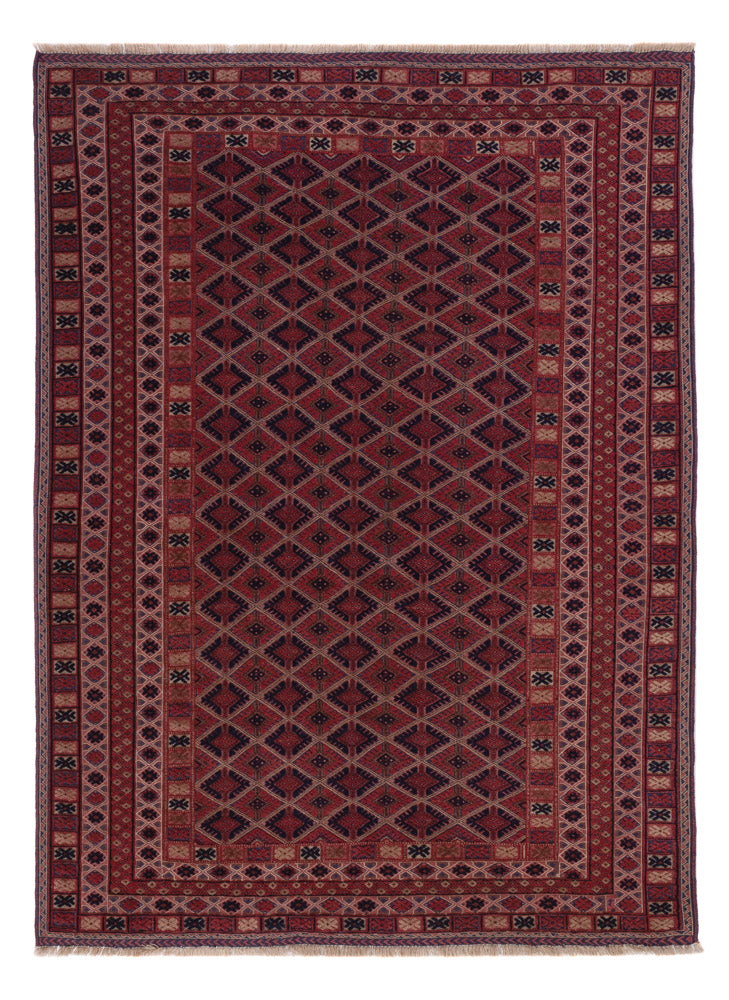 Kelim Afghan Teppich 151x209cm - dunkelrot