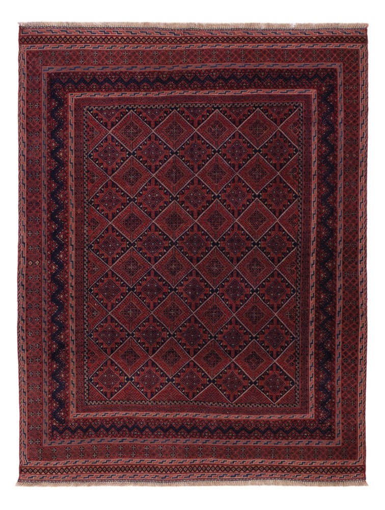 Kelim Afghan Teppich 143x186cm - dunkelrot