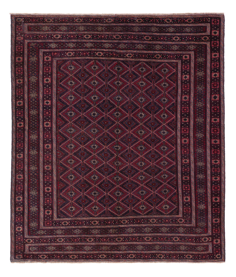 Kelim Afghan Teppich 155x178cm - dunkelrot