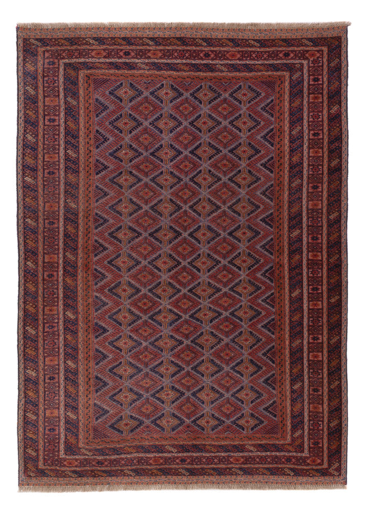 Kelim Afghan Teppich 148x210cm - dunkelrot