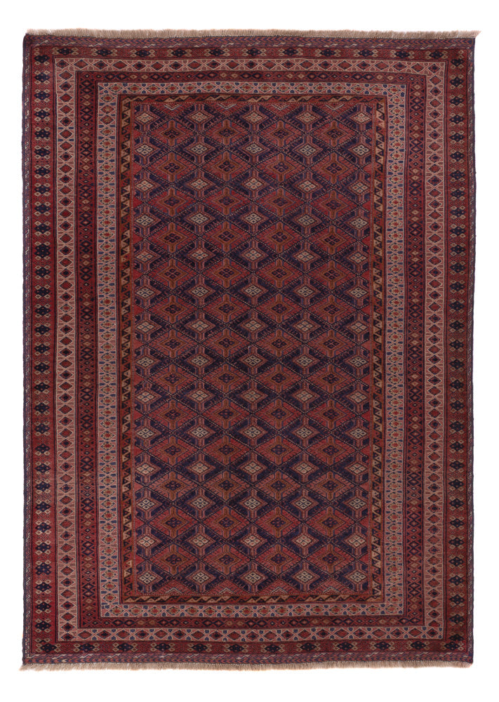 Kelim Afghan Teppich 145x206cm - dunkelrot