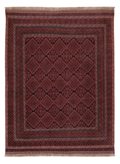 Kelim Afghan Teppich 142x184cm - dunkelrot