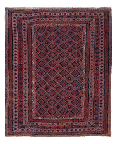 Kelim Afghan Teppich 156x197cm - dunkelrot