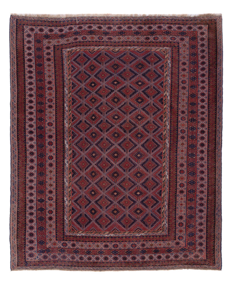 Kelim Afghan Teppich 156x197cm - dunkelrot