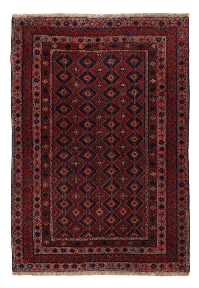 Kelim Afghan Teppich 146x197cm - dunkelrot