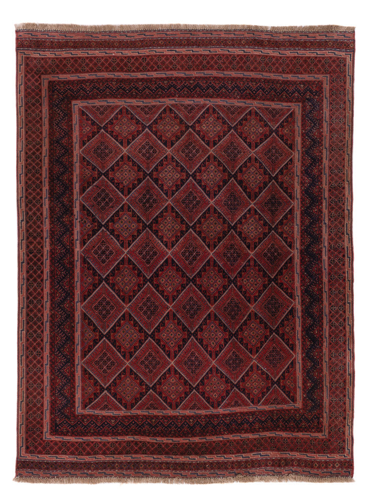 Kelim Afghan Teppich 137x188cm - dunkelrot