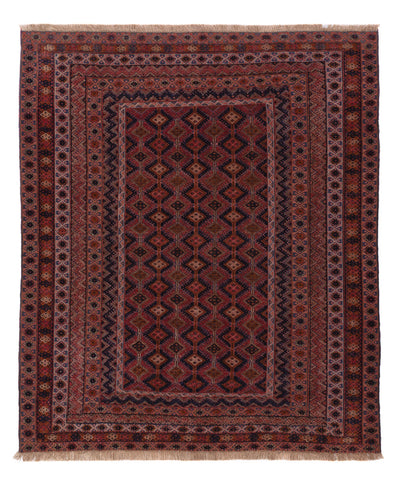 Kelim Afghan Teppich 157x189cm - dunkelrot