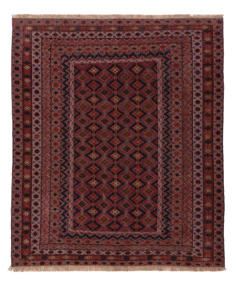 Kelim Afghan Teppich 157x189cm - dunkelrot