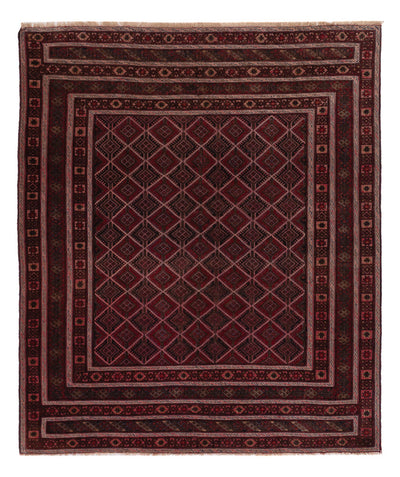 Kelim Afghan Teppich 155x184cm - dunkelrot