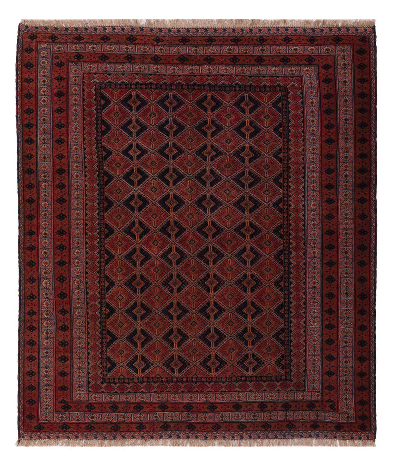Kelim Afghan Teppich 160x185cm - dunkelrot