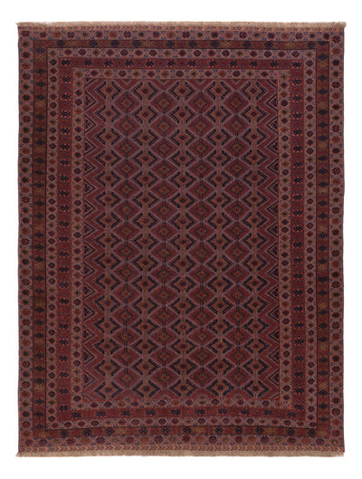 Kelim Afghan Teppich 146x193cm - dunkelrot