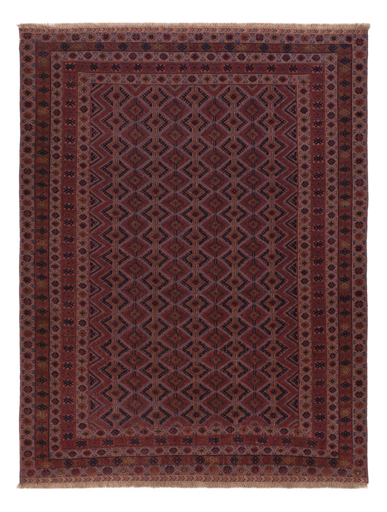 Kelim Afghan Teppich 146x193cm - dunkelrot