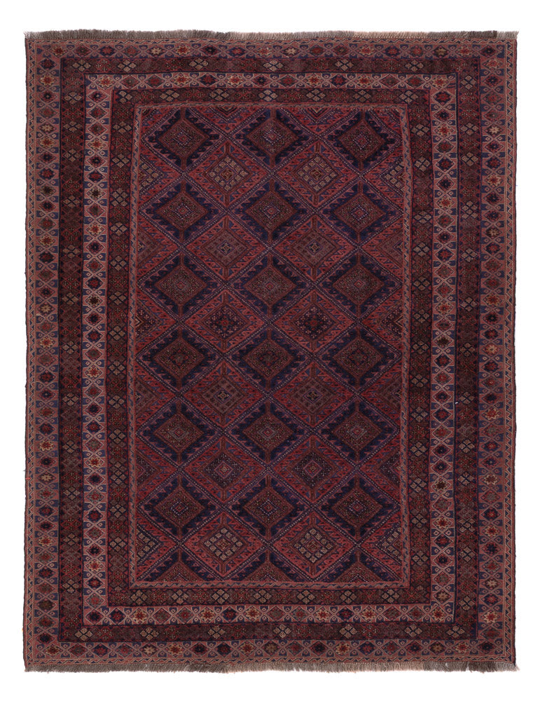 Kelim Afghan Teppich 156x198cm - dunkelrot