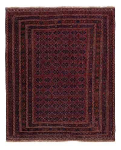 Kelim Afghan Teppich 160x195cm - dunkelrot