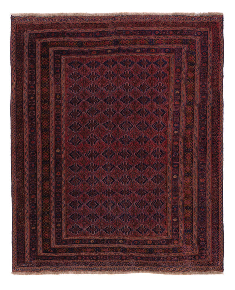 Kelim Afghan Teppich 160x195cm - dunkelrot