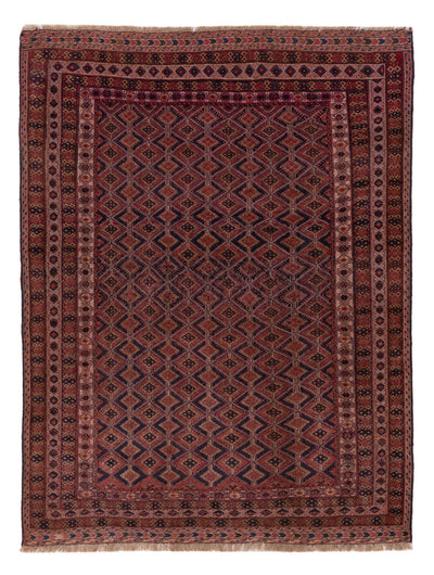 Kelim Afghan Teppich 150x192cm - dunkelrot