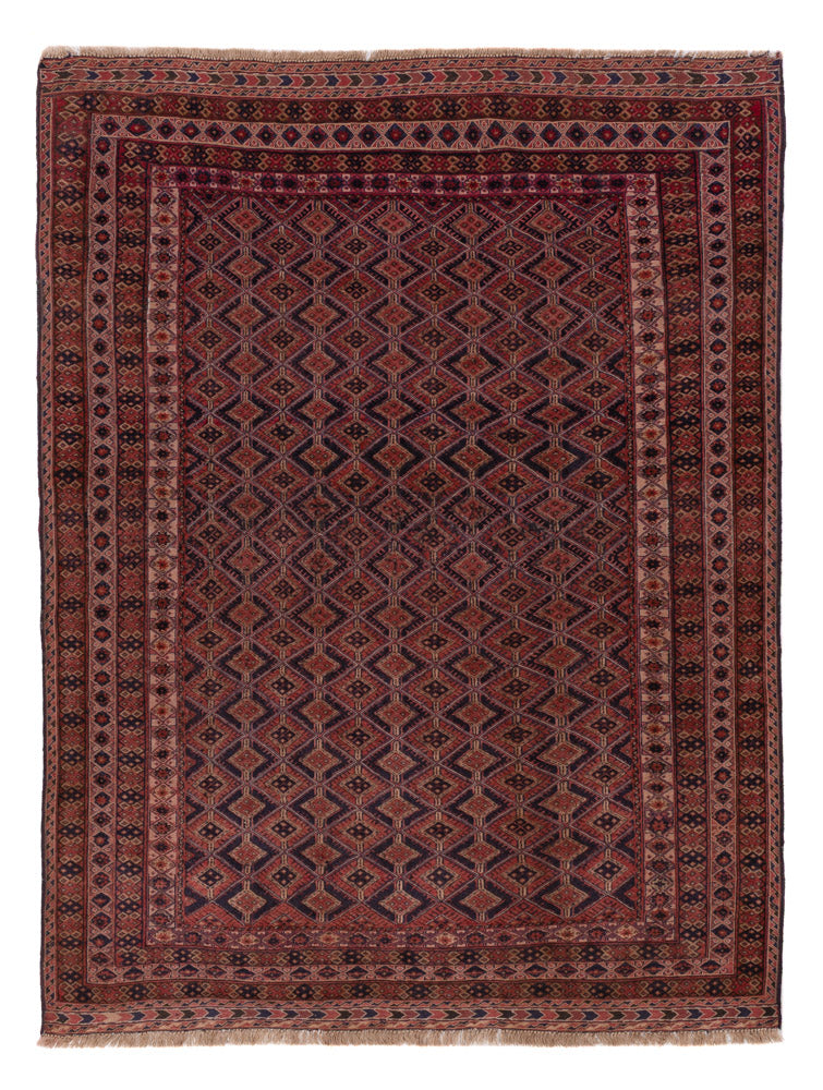 Kelim Afghan Teppich 150x192cm - dunkelrot