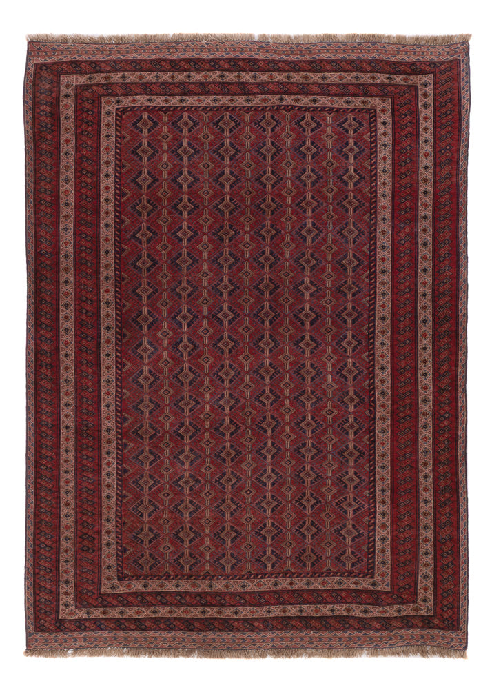 Kelim Afghan Teppich 145x205cm - dunkelrot