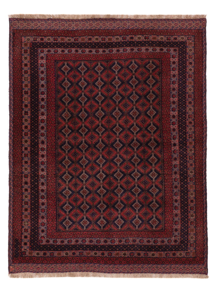 Kelim Afghan Teppich 145x193cm - dunkelrot